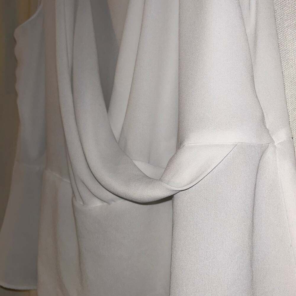 Zara Basic Collection White Asymmetrical Draped V… - image 5